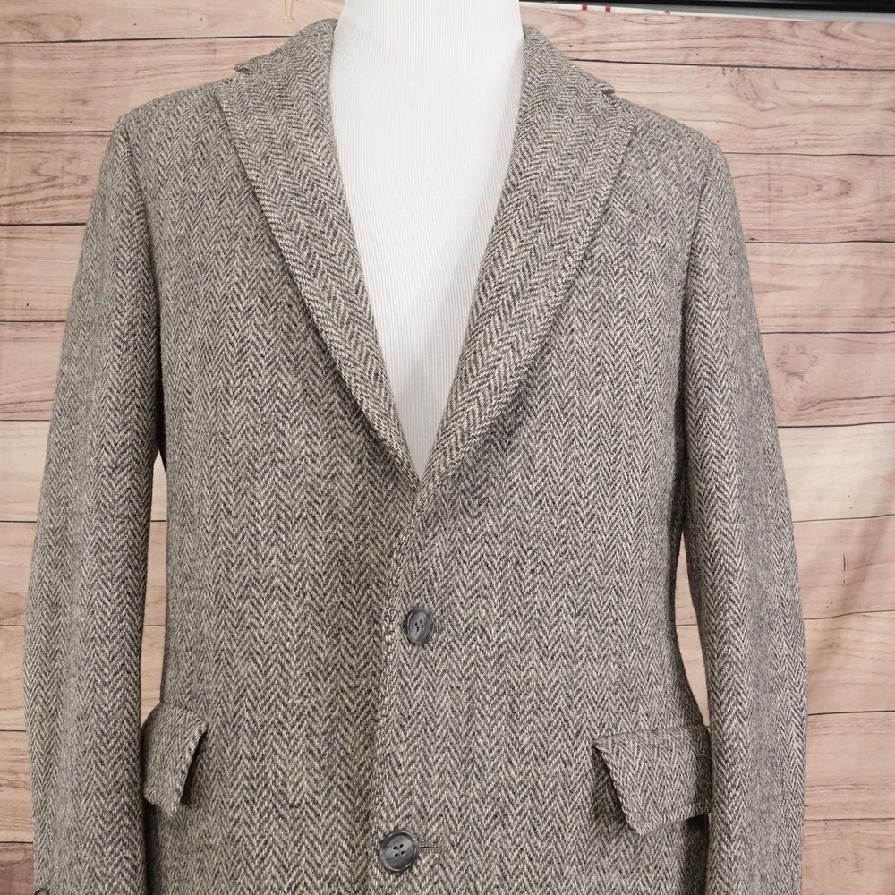 Vintage Harris Tweed Palm Beach Blazer 42R? 40 Brown Herringbone Wool Sport Coat